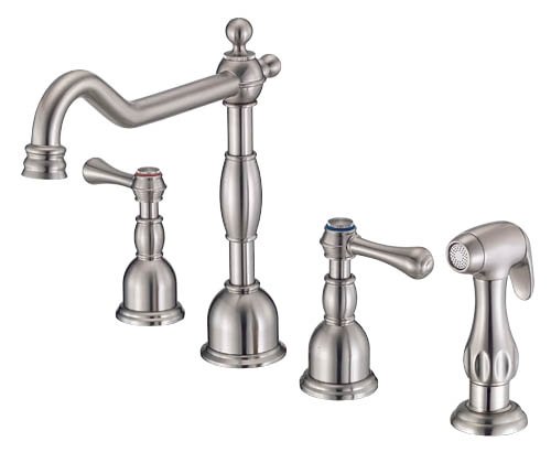 Danze D422057SS Opulence Two Handle Kitchen Faucet with Matching Side Spray, Stainless Steel