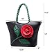 Celsino Women Shoulder Bag 3D Flower Purse Tote Handbag PU Leather Crossbody Weave Handle Bags