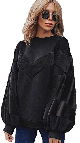 Harson Women's Long Sleeve Hoodie Sweatshirt Jumper Pullover Plus Size Tops Blouse (XL, Black)