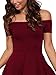 YOINS Women Summer Dress Off Shoulder Short Sleeve Skater Party Cocktail Dresses Wine Red L