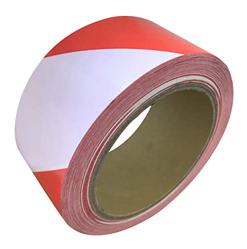 1.9-Inch by 150 Feet Red and White Barricade Caution Tape Hazard Warning Safety Stripe Tape Non-Abrasive Floor Marking Tape for Danger/Hazardous Areas - Thumbnail 3