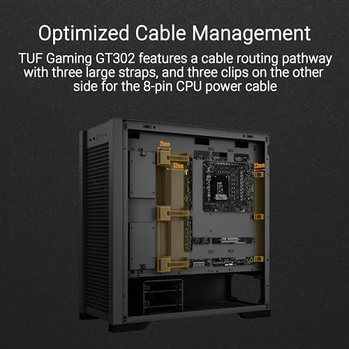 TUF GAMING GT302 TG ARGB BLK, Case Gaming E-ATX Nero, Vetro Temperato