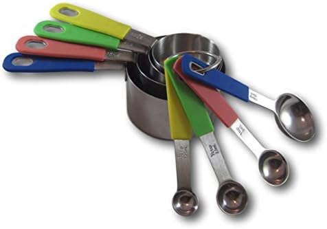8 Piece Measuring Cups and Spoons Set with Silicone Easy Grip Handles by plumwood and vine (Multi)