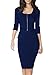 Miusol Women's Square Neck Busniess Peplum Fitted Casual Bodycon Dress Medium Navy Blue