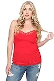 TheMogan Women's Basic Lace Trim Spaghetti Strap Cami Tank Top Base Layer Tee