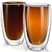 Stone & Mill Large Double Wall Drinking Glasses Set of 2-15 Ounce - Insulated Glass Cups for Coffee, Iced Tea, Latte, Cappuccino AM-08 primary