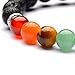 RIVERTREE 2 Pcs Black Lava Beaded Bracelet 7 Chakras Gem Stone with Braided Rope Essential Oils Diffuser Bracelet