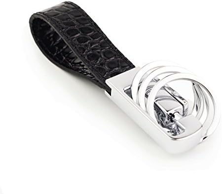 ZHJH Men's removable three-ring ring key chain leather key chain (Black)