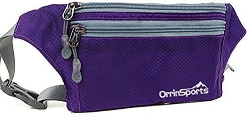 Travel Waist Pack 3 Zippers Money Belt Running Hiking Fanny Pack Water Resistant Bum Bag Concealed Waist Bag Purple
