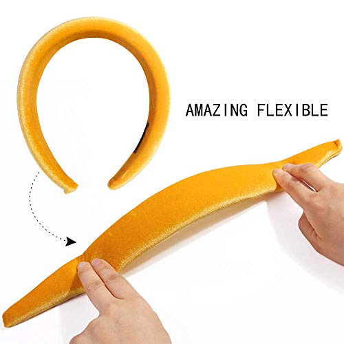 Headbands Women Hair Head Bands - Accessories Velvet Padded Cute Beauty Fashion Hairbands Girls Vintage Head Hair Bands Boho Wide Band For Workout GYM Yoga Running(Black) - Thumbnail 5