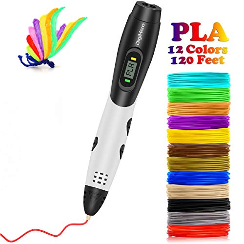 3D Pen with with Filament, DigiHero 3D Printing Pen with 1.75mm PLA Filament Pack of 12 Different Co - //coolthings.us