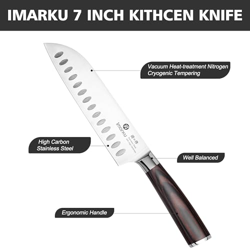 imarku Chef Knife 7 Inch Kitchen Knife Ultra Sharp Santoku Knife - High Carbon Japanese Chefs Knife, Kitchen Gadgets 2025, Apartment Essentials, Birthday Gifts for Him Her, Best Gifts for Women Men
