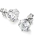 FIBO STEEL Stainless Steel Mens Womens Stud Earrings Black Round Cubic Zirconia Inlaid, 3mm-8mm Available (White Stone Diameter 6mm)