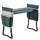 Fitnessclub Deep Seat Garden Kneeler and Seat-Folding&nbsp;Garden Kneeler with 2 Ex-Large Tool Pouches-Gardener Foldable Bench Stool with Kneeling Pad Cushion-Gardening Bench