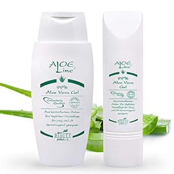 Bio Aloe Vera GEL 99% (1x150ml + 1x50ml) | Dermatologisch getestet mit SEHR GUT | ohne Duft- & Farbstoffe - ohne Parabene - o