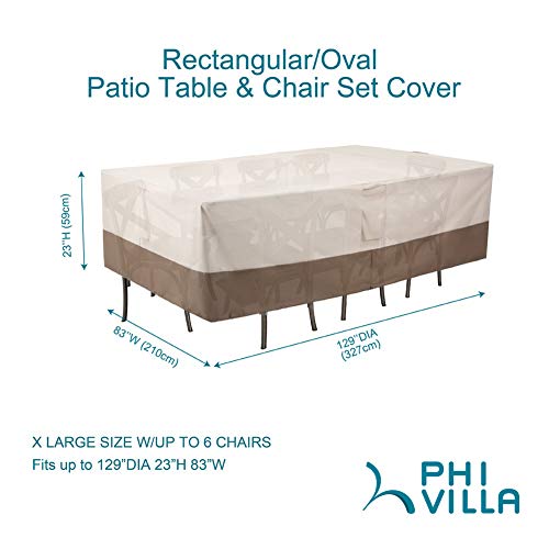 PHI VILLA Patio Furniture Set Covers Waterproof, Outdoor Dining Table