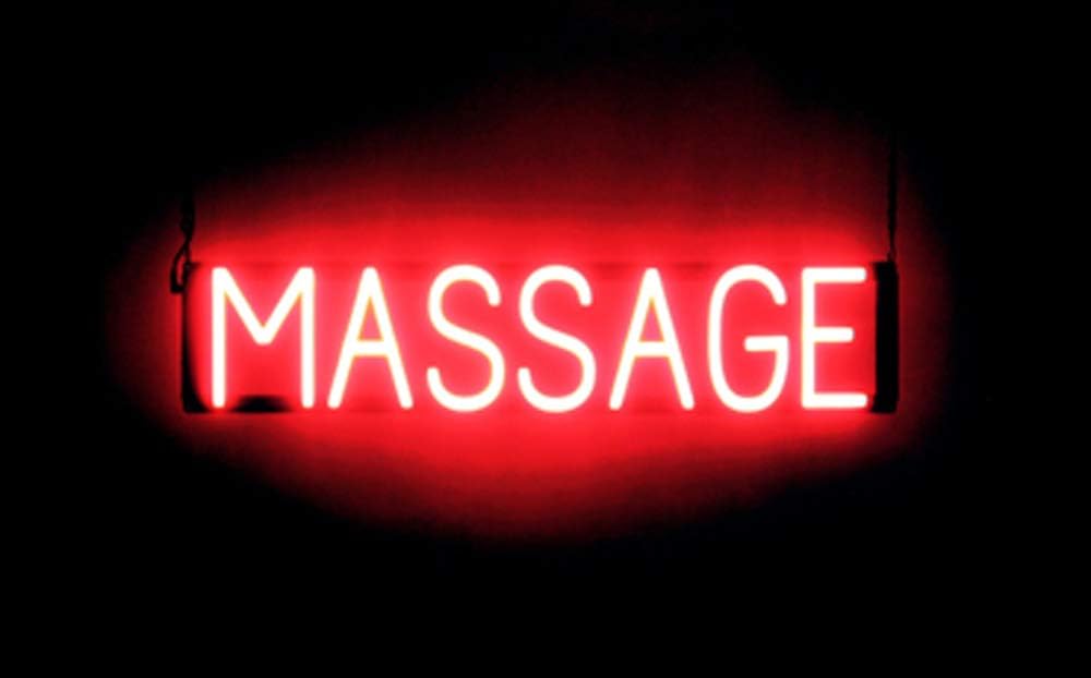 SpellBrite MASSAGE Sign | Neon Massage Sign Look, Red LED Light | 29.6" x 6.3"