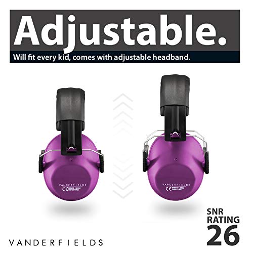 Vanderfields Earmuffs for Kids Toddlers Children - Hearing Protection Ear Defenders for Small Adults Women - Foldable Design Ear Defenders Adjustable Padded Headband Noise Reduction (Purple Power) - Thumbnail 4