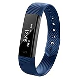 Keoker ID115 Fitness Tracker Smart Wristband, Sport Activity Monitor, Step Counter & Sleep Montior Bluetooth Smart Bracelet for IOS & Android Phone (Blue)