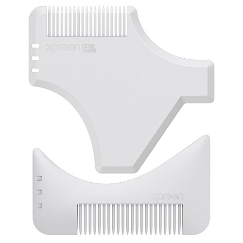 Xpreen Beard Stying Comb, 2 Pieces Multi-functional Men's Beard Shaping templete Comb, Mustache Jaw Line Shapper Comb Brush Tool