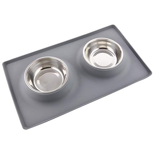 Guardians Dog Bowls with Mat, Stainless Steel Dog Food Bowls, 2 Large