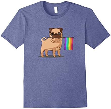 Mens Gay Pride Flag Pug T-Shirt - LGBT Pride Shirt XL Heather Blue
