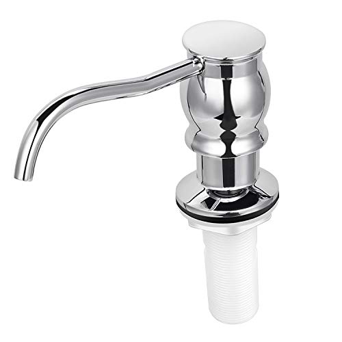 Samodra Kitchen Sink Soap/Lotion Dispenser, Brass Pump Head Chrome Finish 17 OZ Bottle Built in Design Refill from the Top for Granite Thick Deck Installs