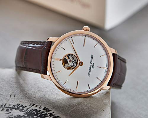 Frederique Constant Men's FC-312V4S4 Slim Line Analog Display Swiss Automatic Brown Watch