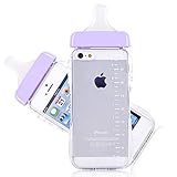 Generic Baby Bottle Cute 3D TPU Soft Pregnant Woman Milk Bottle Clear Case Lanyard Case Cover for iPhone 5/5s (Purple)