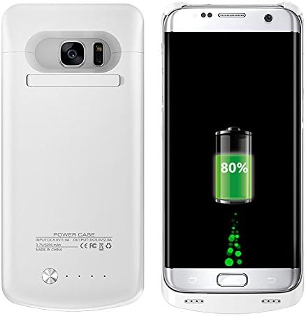 COOFUN Samsung Galaxy S7 Edge Charger Case 5200mAh Ultra Slim Rechargeable Portable External Backup Battery Pack-Charger Cover-Protective Case Power Bank Case (White)