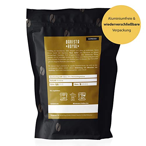 BARISTA ROYAL Bio Espressobohnen 500g "Gran Señor" | Frische Kaffeebohnen direkt aus Honduras | 100% Arabica Espresso ganze Bohnen | Ideal für Vollautomat und Siebträger – Bild 3