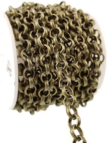 Antique Brass Bronze Thick Bulk Rolo Chain Spool for Jewelry Making, Lead Nickel Free (6mm)