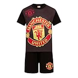 Manchester United FC Official Boys Sublimation Short Pajamas Black 6-7 Years