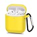 AirSha Compatible for AirPods Case with Keychain,[Support Wireless Charging],Shockproof Protective Silicone Cover Skin for AirPods Charging Case 2 & 1 (Yellow)