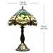 WERFACTORY Tiffany Table Lamp Green Yellow Stained Glass Dragonfly Style Bedside Lamp Reading Desk Light 12X12X18 Inches Decor Bedroom Living Room Home Office S009G Series