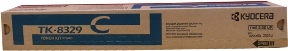 Kyocera 1T02NPCCS0 Model TK-8329C Cyan Toner Cartridge For use with Kyocera/Copystar CS-2551ci and TASKalfa 2551ci Color Multifunction Printers, Up to 12000 Pages Yield at 5% Average Coverage