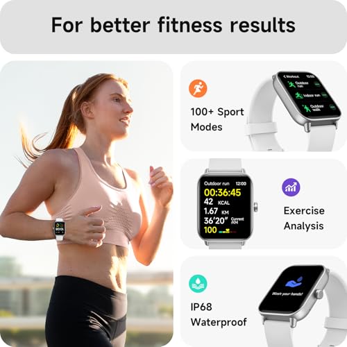Smartwatch Men Women with Phone Function, 1.8 Inch Smart Watch Fitness Watch with Whatsapp and Alexa, Heart Rate Sleep Monitor, 120+ Sports Modes Fitness Tracker, IP68 Waterproof Watches for Samsung
