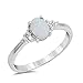 Oval Lab Created White Opal & Round Cubic Zirconia .925 Sterling Silver Ring Sizes 4-11