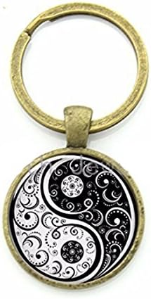 Chinese Taoism ancient Eight Diagrams key chain vintage tai ji yin yang keychain