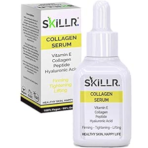 SKILLR-ORGANICS-Collagen-Serum-for-Face-and-Eye-with-Peptides-Hyaluronic-Acid-and-Vitamin-E-Oil-Facial-Moisturiser-Cream-for-Women-Anti-Aging-Skin-Care-Anti-Wrinkle-Beauty-Products1oz Collagen Face Serum with Peptides, Hyaluronic Acid and Vitamin E Oil -Facial Moisturiser Cream for Women/Men -Natural…