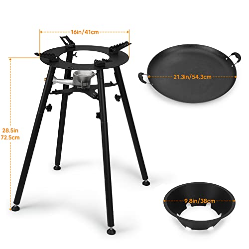 Onlyfire UPGRADED Paella Burner and Stand Set with 21 Inch Frying Pan and Reinforced Legs, GS300