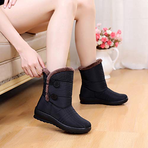 Teresamoon Women's Ladies Winter Waterproof Short Snow Boots Footwear Warm Shoes (Black/38)