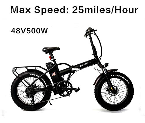 SOHOO 48V500W10AH 20" x4.0 Folding Fat Tire Electric Bicycle Mountain E-Bike Removable Battery Folda