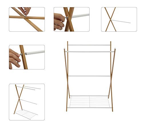 JEROAL Towel Rack Rail Stand Bathroom Storage Rack Laundry Drying Rack Hanger - Thumbnail 5