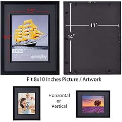 Yaetm 11x14 Double Floating Mat Picture Frame Set