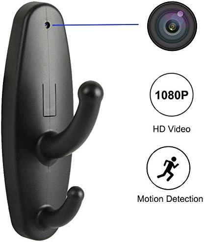 XIXCAMLOOK Hidden Clothes Hook Camera CCTV Cameras Mini Camera Full HD 1080p Nanny Cam Home Security DVR-Black(not Included sd Card)