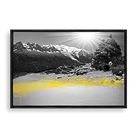 Framed Canvas Wall Art Black and White Scenery Canvas Prints Home Artwork Decoration for Living Room,Bedroom - 16x24 inches