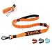 Petvins Heavy Duty Bungee Dog Leash for Large Medium Dogs - 5 Ft Reflective Dog Shock Absorbing Training Leash with Double Traffic Handles - Dog Car Seat Belt - Strong Climbing Rope, Orange