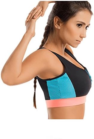 Yoga Sports Bra Breathable Front Zipper High Impact Workout Gym Activewear Bra