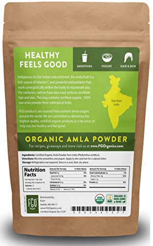 Organic Amla Powder (Amalaki) | 8oz Resealable Kraft Bag | 100% Raw From India | by FGO - //coolthings.us